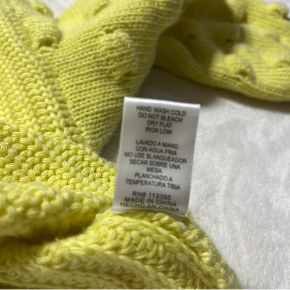 EN CRÈME Womens Cropped Yellow Sweater Puff Crocheted Long Sleeves Size Small - Picture 7 of 9